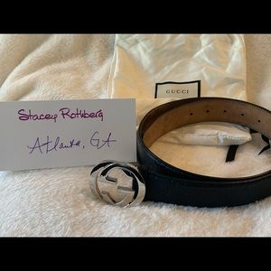 Unisex Gucci black leather belt